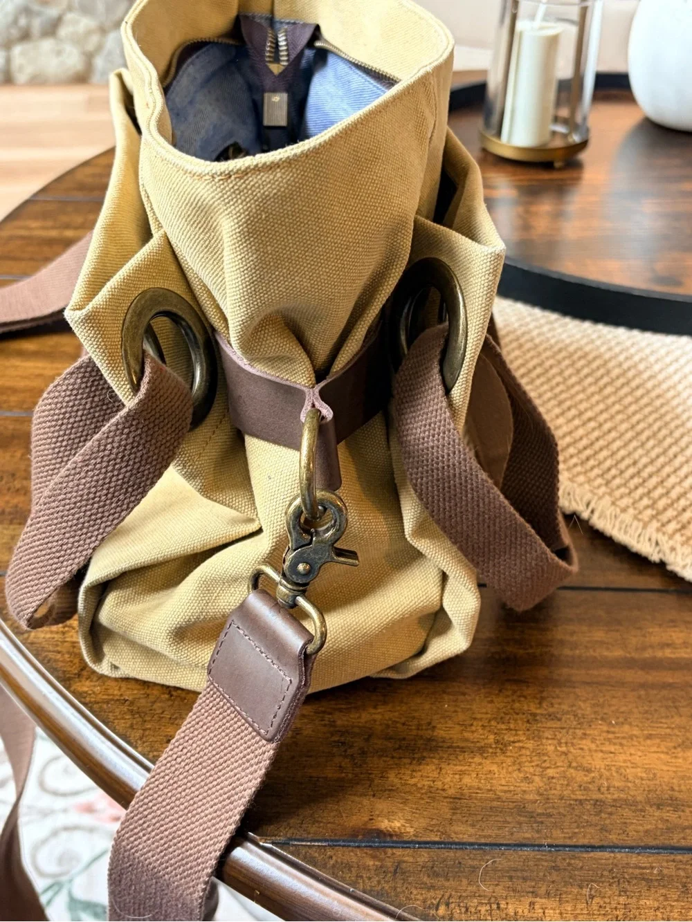 Mini Canvas Tote in Olive Green - Picture 3 of 7